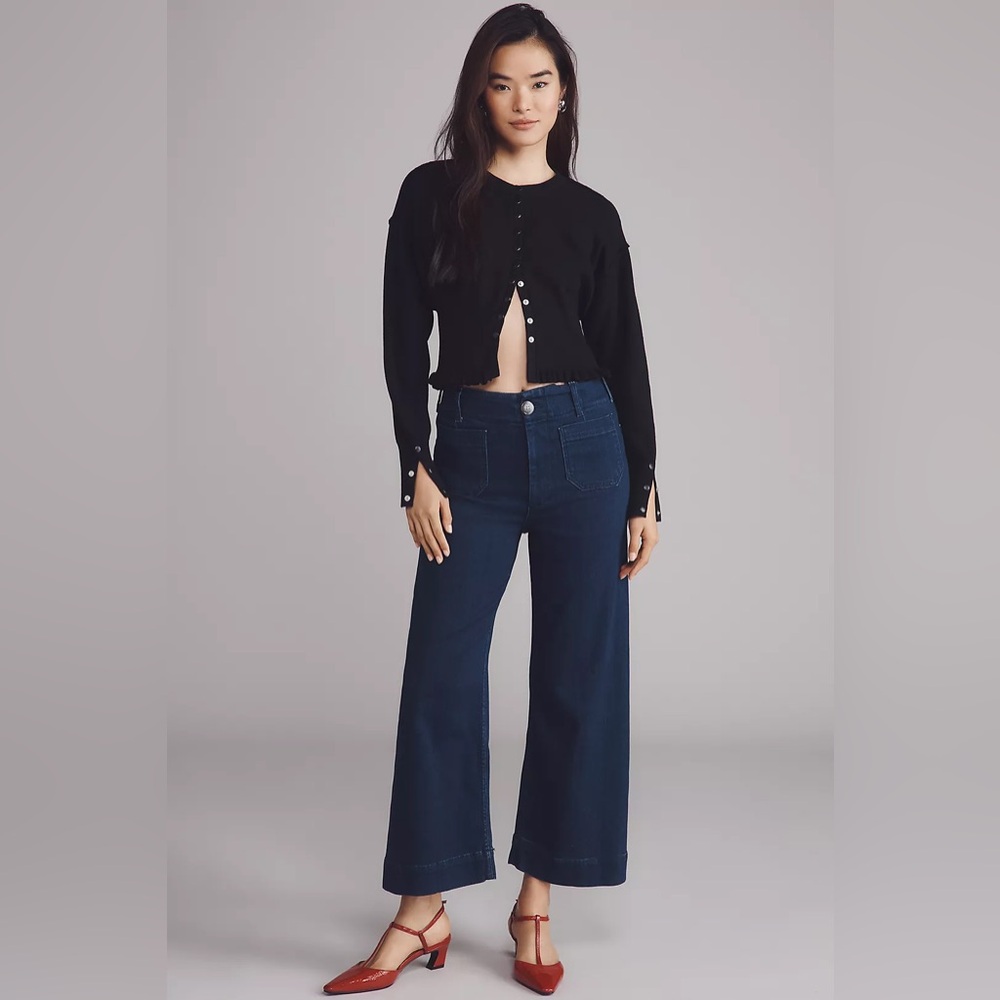 Anthropologie Collette Cropped Wide-Leg Jeans